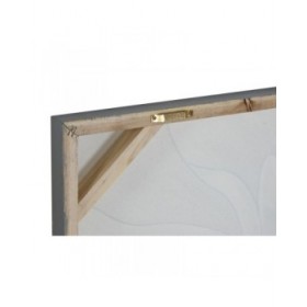 Quadro Home ESPRIT Bianco Tela Legno MDF Fiore Romantico 80 x 3 x 80 cm (2 Unità)