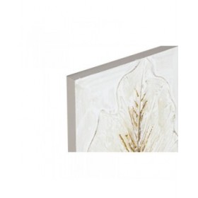 Quadro Home ESPRIT Bianco Dorato Tela Legno MDF Foglia della pianta Romantico 30 x 2,5 x 60 cm (2 Unità)