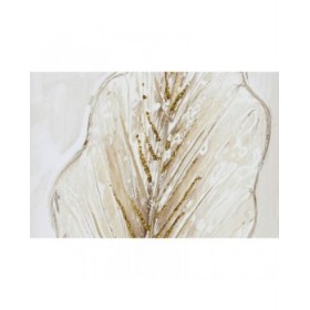 Quadro Home ESPRIT Bianco Dorato Tela Legno MDF Foglia della pianta Romantico 30 x 2,5 x 60 cm (2 Unità)