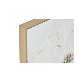Quadro Home ESPRIT Bianco Dorato polistirene Tela Fiore Shabby Chic 62 x 4,5 x 62 cm (2 Unità)