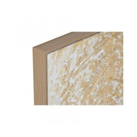 Quadro Home ESPRIT Bianco Dorato Tela Legno MDF Moderno Foglia della pianta 82 x 4,5 x 82 cm (2 Unità)