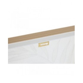 Quadro Home ESPRIT Bianco Dorato Tela Legno MDF Moderno Foglia della pianta 42 x 4 x 42 cm (2 Unità)