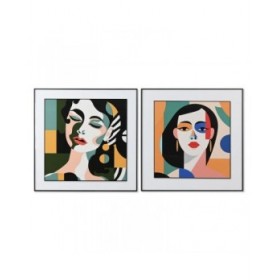 Quadro Home ESPRIT Astratto Città 80 x 3,5 x 80 cm (2 Unità)