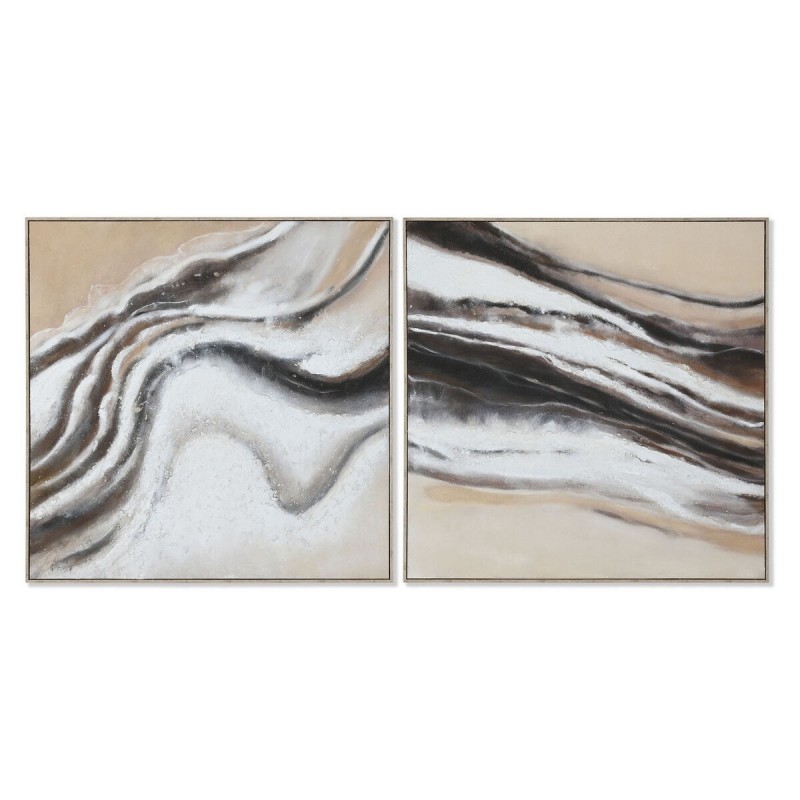 Quadro Home ESPRIT Bianco Beige Astratto Moderno 102 x 3,2 x 102 cm (2 Unità)
