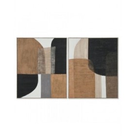Quadro Home ESPRIT Marrone Nero Astratto Città 82 x 4,5 x 102 cm (2 Unità)