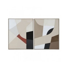 Quadro Home ESPRIT Marrone Beige Astratto Città 82 x 3,8 x 102 cm (2 Unità)