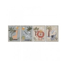 Quadro Home ESPRIT Per bambini animali 30 x 3 x 40 cm (4 Unità)