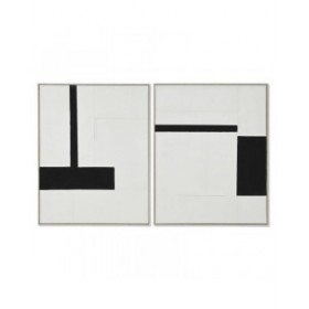 Quadro Home ESPRIT Bianco Nero Astratto Moderno 82 x 3,8 x 102 cm (2 Unità)
