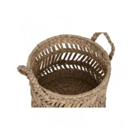 Set di Cestini Home ESPRIT Naturale Metallo Fibra naturale (3 Pezzi)
