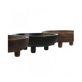 Centrotavola Home ESPRIT Marrone Nero Marrone Chiaro Legno di mango Coloniale 25 x 25 x 9 cm (3 Unità)