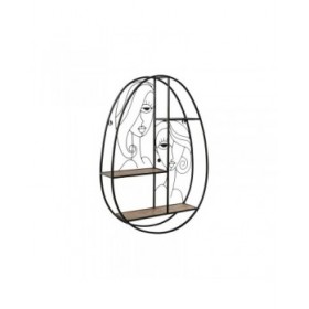 Scaffale Home ESPRIT Nero Naturale Metallo Legno MDF 53 x 12,2 x 72 cm Da muro
