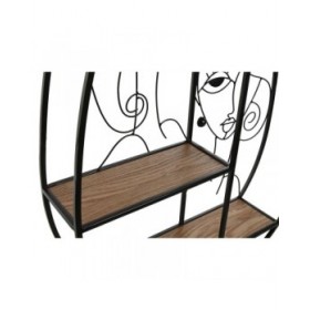 Scaffale Home ESPRIT Nero Naturale Metallo Legno MDF 53 x 12,2 x 72 cm Da muro