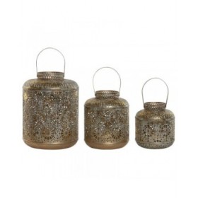 Set di Portacandele Home ESPRIT Dorato Metallo 24 x 24 x 32 cm