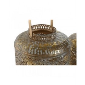 Set di Portacandele Home ESPRIT Dorato Metallo 24 x 24 x 32 cm