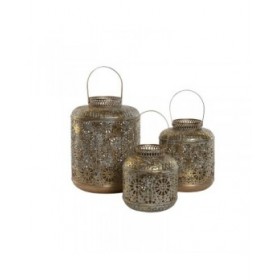 Set di Portacandele Home ESPRIT Dorato Metallo 24 x 24 x 32 cm