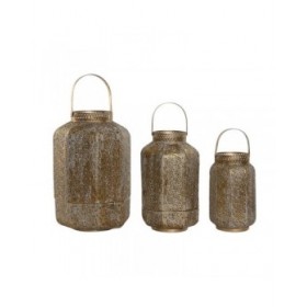 Set di Portacandele Home ESPRIT Dorato Metallo 25 x 25 x 40 cm