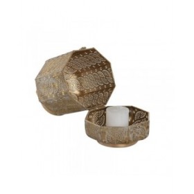 Set di Portacandele Home ESPRIT Dorato Metallo 25 x 25 x 40 cm