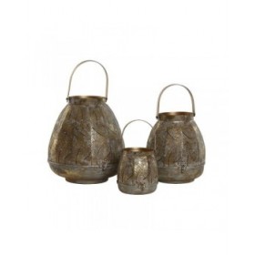 Set di Portacandele Home ESPRIT Dorato Metallo 25 x 25 x 28 cm