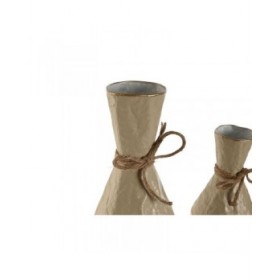 Set di 3 Vasi Home ESPRIT Bianco Dorato Metallo 14 x 14 x 67 cm (3 Pezzi)