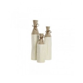 Set di 3 Vasi Home ESPRIT Bianco Dorato Metallo 14 x 14 x 67 cm (3 Pezzi)