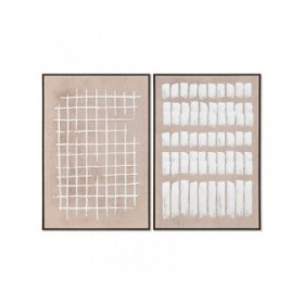 Quadro Home ESPRIT Bianco Naturale Moderno Città (2 Unità)