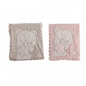 Coperta per Neonato Orso Rosa Ricamo Doppia