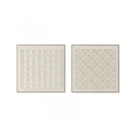 Quadro Home ESPRIT Beige Geometrico Moderno 60 x 7 x 60 cm (2 Unità)