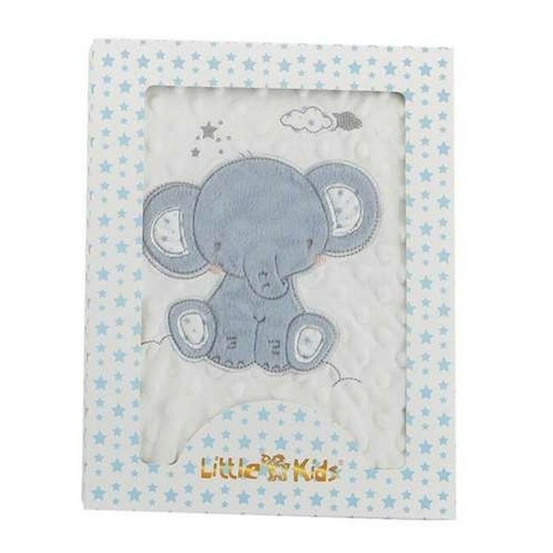 Coperta per Neonato Elefante Azzurro Ricamo Double-face 100 x 75 cm