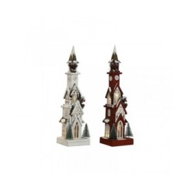 Decorazione Natalizia Home ESPRIT Bianco Rosso 16 x 14 x 63 cm (2 Unità)