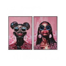 Quadro Home ESPRIT Rosa Moderno chica Laccato 50 x 3 x 70 cm (2 Unità)