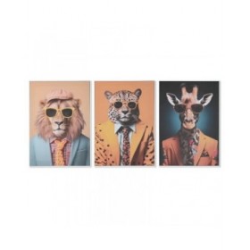 Quadro Home ESPRIT Giallo Azzurro Moderno animali 50 x 3 x 70 cm (3 Unità)