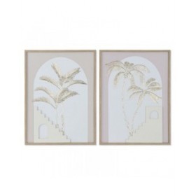 Quadro Home ESPRIT Bianco Beige Palme Scandinavo 45 x 2,2 x 60 cm (2 Unità)