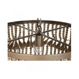 Lampadario Home ESPRIT Marrone Naturale Legno Metallo 50 W 53 x 53 x 123 cm