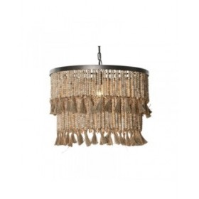 Lampadario Home ESPRIT Marrone Naturale Legno Metallo 50 W 61 x 61 x 117 cm