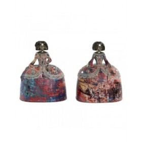 Statua Decorativa Home ESPRIT Multicolore Resina Specchio Dama 17 x 12 x 21,5 cm (2 Unità)