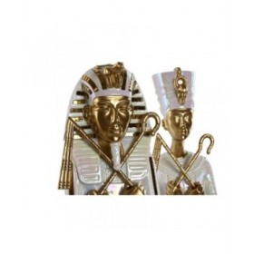 Statua Decorativa Home ESPRIT Bianco Dorato Resina Orientale Egiziano 10 x 9 x 52 cm (2 Unità)