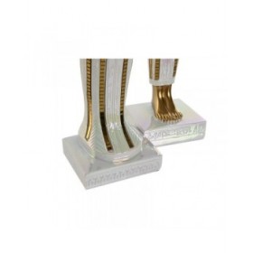 Statua Decorativa Home ESPRIT Bianco Dorato Resina Orientale Egiziano 10 x 9 x 52 cm (2 Unità)
