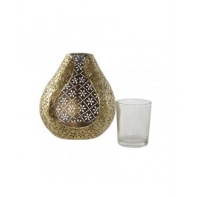 Portacandele Home ESPRIT Dorato Metallo Cristallo 12,5 x 11,5 x 13,5 cm