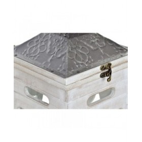 Lampioni Home ESPRIT Bianco Cristallo Abete Etnico Arabo 26 x 26 x 66 cm (2 Pezzi)