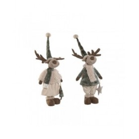 Decorazione Natalizia Home ESPRIT Verde Beige Renna 29 x 16 x 60 cm (2 Unità)