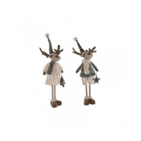 Decorazione Natalizia Home ESPRIT Verde Beige Renna 29 x 16 x 60 cm (2 Unità)