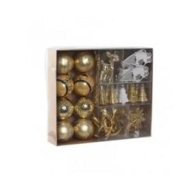 Palle di Natale Home ESPRIT Dorato Polietilene 28 x 6 x 24 cm (55 Pezzi)