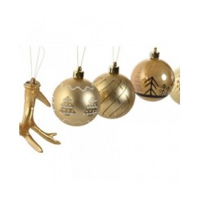 Palle di Natale Home ESPRIT Dorato Polietilene 28 x 6 x 24 cm (55 Pezzi)