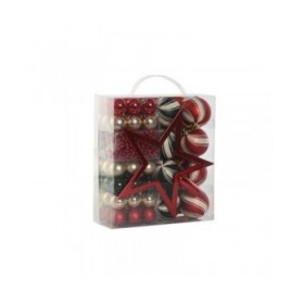 Palle di Natale Home ESPRIT Rosso Verde Polietilene 21 x 6,5 x 27 cm (53 Pezzi)