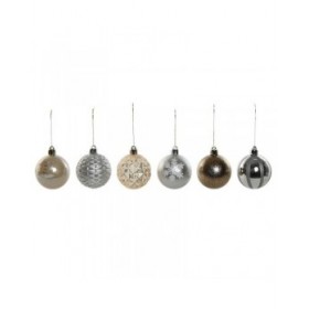 Palle di Natale Home ESPRIT Champagne Argentato Polietilene 16 x 16 x 31,5 cm (30 Pezzi)