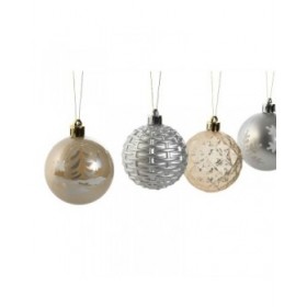 Palle di Natale Home ESPRIT Champagne Argentato Polietilene 16 x 16 x 31,5 cm (30 Pezzi)