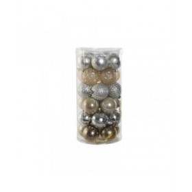 Palle di Natale Home ESPRIT Champagne Argentato Polietilene 16 x 16 x 31,5 cm (30 Pezzi)