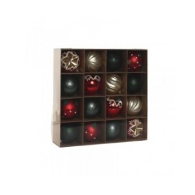 Palle di Natale Home ESPRIT Rosso Dorato Polietilene 32,5 x 8 x 32,5 cm (16 Pezzi)