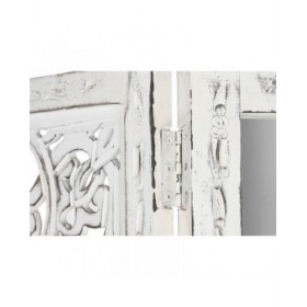Paravento Home ESPRIT Bianco Legno di mango Specchio 152 x 2 x 182 cm