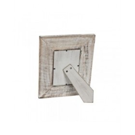 Cornice Portafoto Home ESPRIT Bianco Naturale Cristallo Legno di mango Fiore Indiano 21 x 2 x 26,5 cm